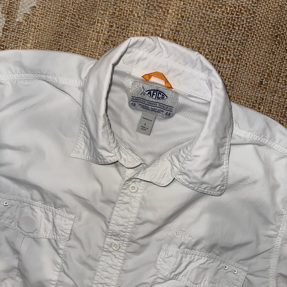 AFTCO Men’s Short Sleeve Button Down Vented Fishing Shirt Large - Picture 2 of 4